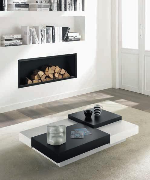 7044 Coffee table in matt lacquered MDF, available in the following combinations: white / black white / RAL 7044 dove
