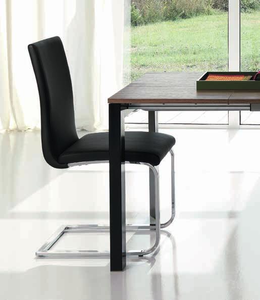 Chair with chrome-plated metal frame and white, anthracite, dove grey or cappuccino colour leatherette upholster. cod. S/2169 L. 43 P. 60 H.