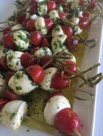 Vegetarian Offerings Roasted Beet Salad Spoons Sundried Tomato Saffron Rice Balls Greek Salad