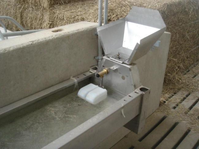 special circulating system that leads the warmer ring line water through the open troughs. Shitting in the drinkers If you place a drinker in a narrow collecting area: shit happens.