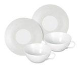 tea cups, 1 pot, 1 sugar bowl in white, 2 saucers and 2 plates in Mesh white 79A365-C3704-1 TEA SET 4-piece set: 2 tea cups in white with 2 saucers