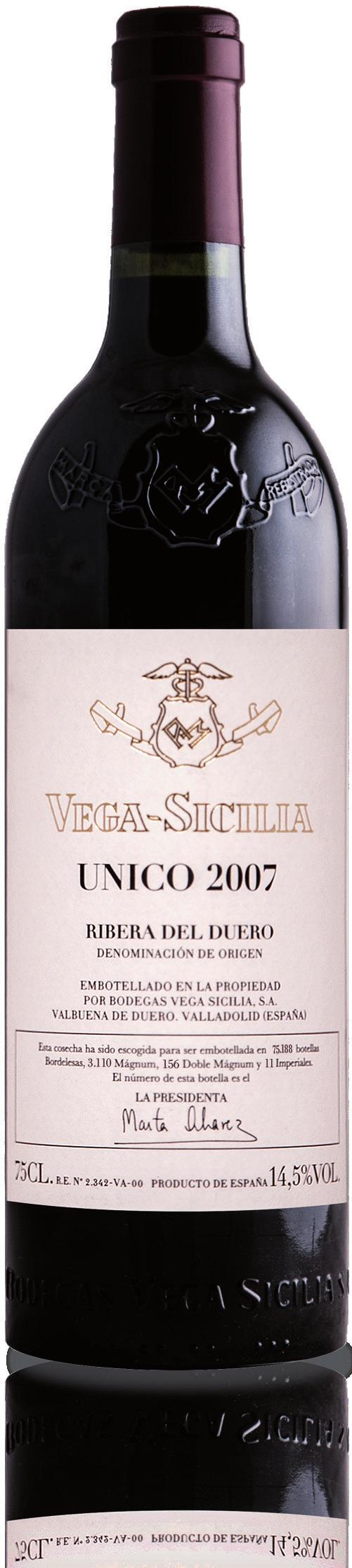 CATA ÚNICO 2007 FEATURES Cellar Designation of Origin Vega Sicilia Ribera del Duero 2007 In accordance with the diversity of grapes used in its composition, we indicate an approximate percentage of