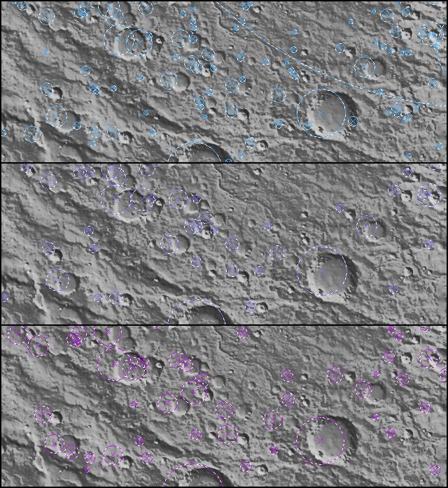 Goran Salamunićcar: Detekcija kratera iz digitalnih topografskih slika 90 50 km N 1/64 MOLA, centar slike: (118 E, 2 N) 1/64 MOLA, centar slike: (118 E, 2 N) 1/64 MOLA, centar slike: (118 E, 2 N)