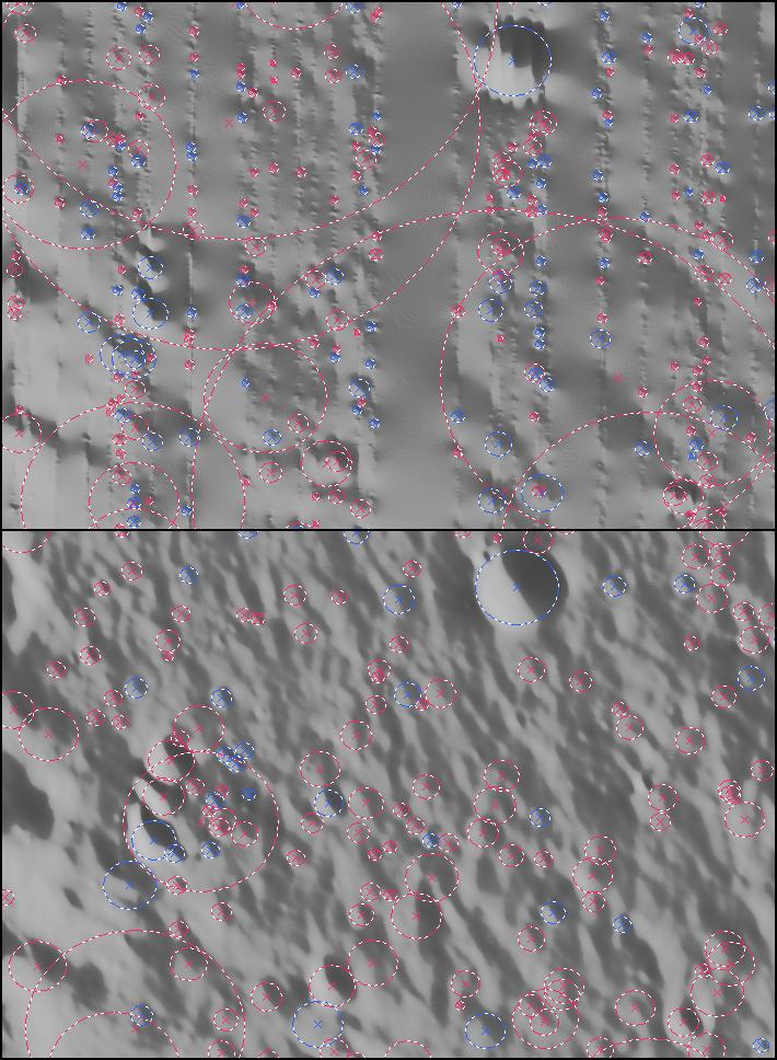Goran Salamunićcar: Detekcija kratera iz digitalnih topografskih slika 174 1/512 LOLA + interpolacijski CDA (Cannyjev detektor ruba) centar slike: (2.3 E, 25.
