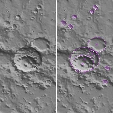 Goran Salamunićcar: Detekcija kratera iz digitalnih topografskih slika 31 Uz to što se mjera udaljenosti može koristiti za uparivanje kratera koji su rezultat CDA-a s kraterima iz referentnog