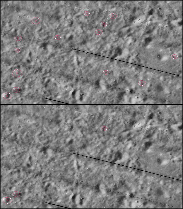 Goran Salamunićcar: Detekcija kratera iz digitalnih topografskih slika 85 1/256 LOM 10 km N. p=79.9941% p=24.3863% p=41.3511% Centar slike: (16.5 E, 41 N) Slika 38.