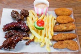 served with Fig Jam Meat Lovers R550 (Half- R275) Chicken Strips, Pork Kababs, Beef Meatballs, Chicken Kababs and