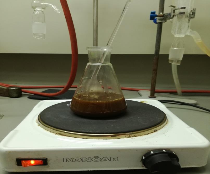 tikvicu od 300 ml, u koju je takoďer dodato 25 ml vodene otopine olovo (II) acetata.