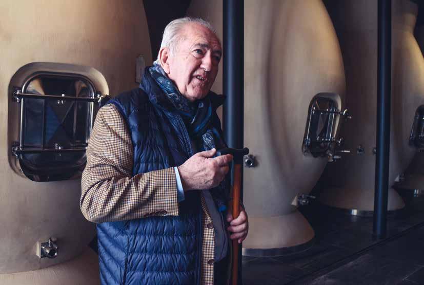Alfred Tesseron, owner of Chateau Pontet Canet, showing us his new vats used to produce the 2017 vintage. along with dried flowers and a touch of pepper.