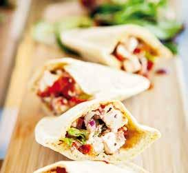a tomato dip Toasted pitta breads Dips: Houmous, tomato salsa and tzatziki Chicken skewers Thai salmon kebabs Falafel Turkey breast with cranberry and balsamic relish The above served with: Potato