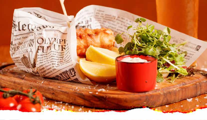 TRADITIONAL ENGLISH FISH & CHIPS SHAKESPEARE S LUNCH 15-40 guests 1 course $23 2 course $34pp TO START SERVED TO BE SHARED FOR YOUR GUESTS TO ENJOY PLOUGHMAN S PLATTER traditional English pork pie