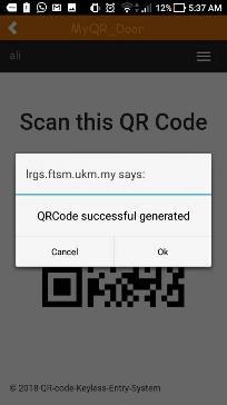 memasukkan id atau kad pengenalan untuk menjana kod QR seperti yang dipaparkan pada Rajah 5.
