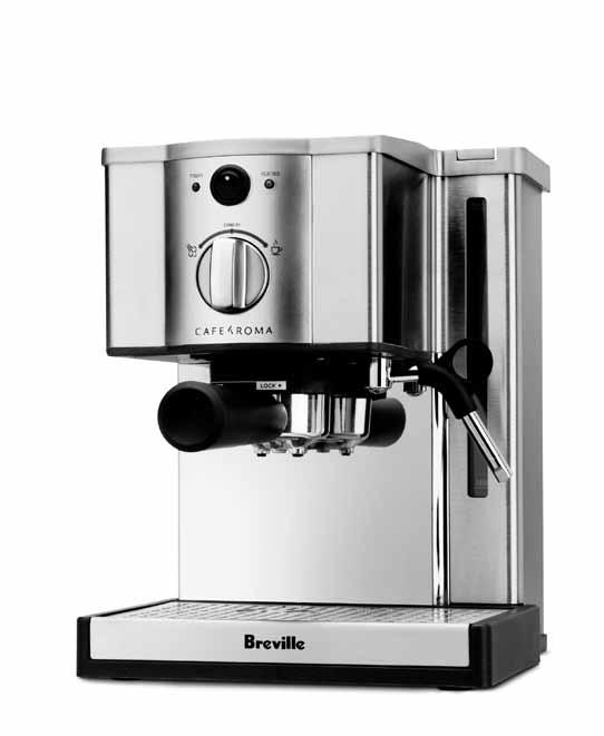 KNOW your Breville Café Roma Espresso Machine KNOW YOUR BREVILLE Café roma espresso machine Power On/Off switch Power On light (red) illuminates when the machine is turned on 15 bar pump HEATING