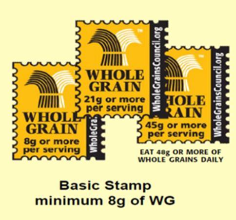 GRAINS COMPONENT UPDATES Participant s Workbook Whole Grain Stamps Basic Stamp DOES NOT MEET FNS WHOLE GRAIN-RICH CRITERIA 100% Stamp MAY MEET FNS WHOLE GRAIN-RICH CRITERIA, BUT NEEDS ADDITIONAL