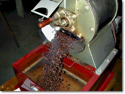 Roasting machines have a temperature of about 550 degrees Fahrenheit. To keep the beans from burning, they are constantly moving in the machine throughout the process.
