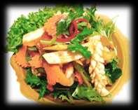 90 Grilled Salmon fillet topped with creamy red curry sauce.