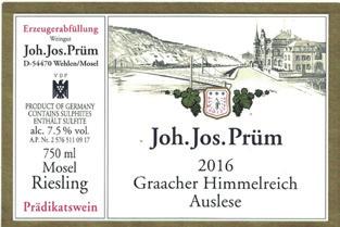 Very noticeable flavor on the finish. Very profound, post-sip persistence. 95 Riesling Auslese Graacher Himmelreich 2016 J.