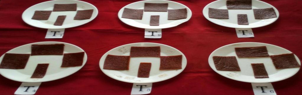 Plate 3 : Effect of different proportions of strawberry fruit leather after 60 days of storage at ambient condition 31