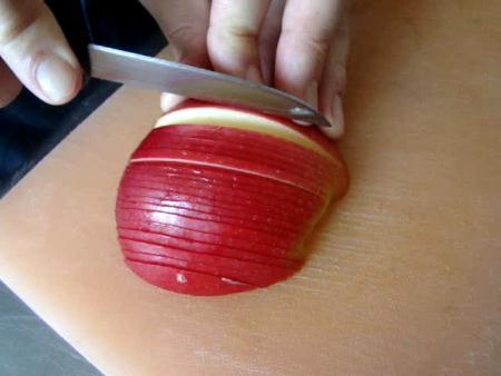 Cut the apple into
