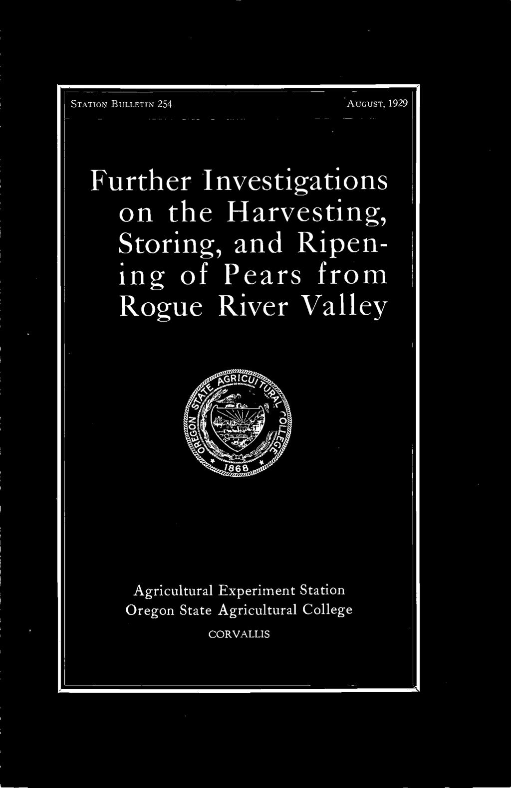 Ripening of Pers from Rogue River Vlley