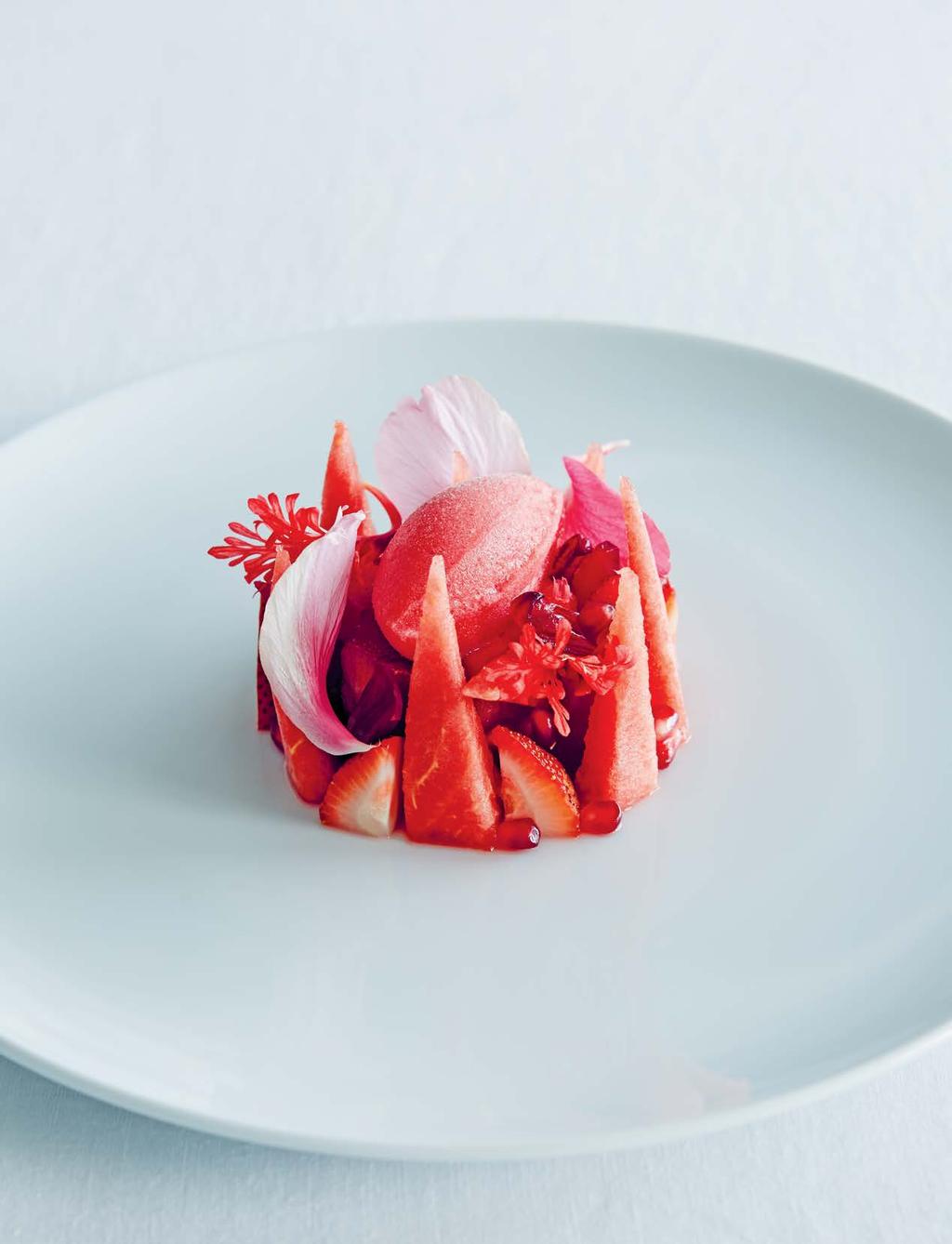 This is a refreshing summery dessert to serve when watermelons are at their peak in colour and sweetness. Hibiscus flowers (also known as rosella) contain even more vitamin C than oranges.