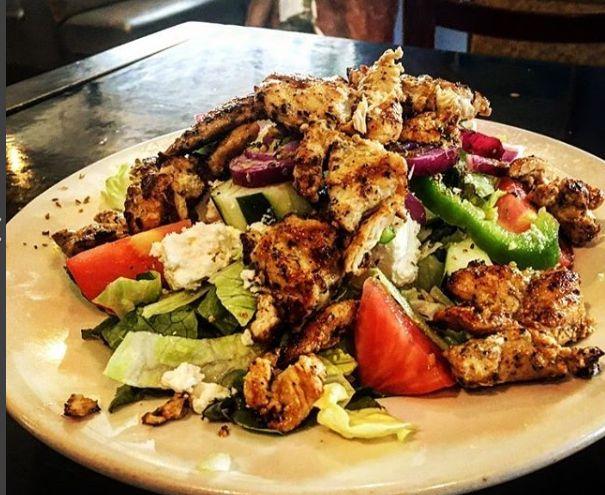 THE MAD GREEK OF CHARLOTTE SALADS SERVED WITH PITA TOSSED SALAD $5.95 LETTUCE, CARROT, RED CABBAGE, TOMATO, ONION, BELL PEPPER AND CUCUMBER CHEF SALAD $7.