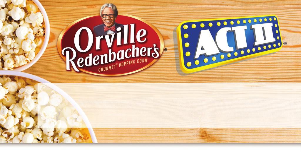 Orville Redenbacher s Microwave Popcorn Exclusive kernel that pops up lighter and ﬂufﬁer1 America s leading microwave popcorn brand2 Grown by family farmers since 19521 Only leading brand that uses
