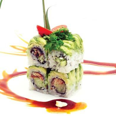 Mizu Fancy Roll 1. Lonely Angel 13 Seared tuna with asparagus wrapped inside, topped w. tuna, salmon, yellowtail, eel, crunchy, and three favorite tobiko with honey wasabi & eel sauce 2.