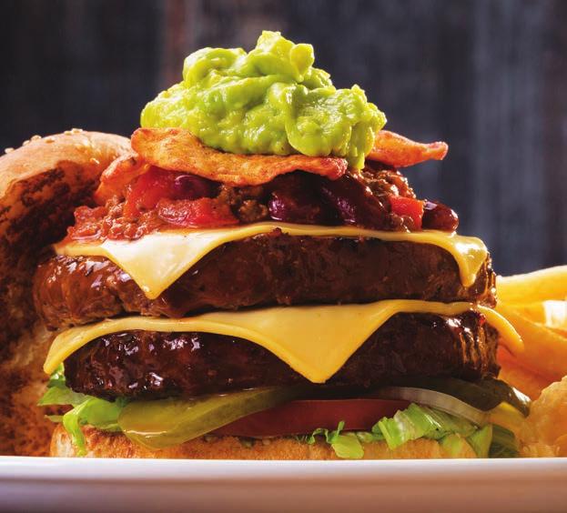 CHEESE & BACON BURGER CHEESE, BACON & GUACAMOLE BURGER GOODIE BURGER MEXICAN BURGER Topped with melted cheese, a grilled pineapple