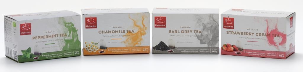 Grey Tea STR013E: Organic Peppermint Tea STR014E: Organic Strawberry and Cream Tea STR015E: Organic Chamomile Tea Net weight: 40g
