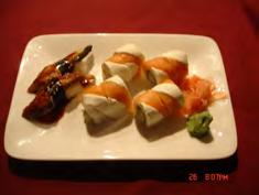 50) 6 pics fish on rice, 9 pics sashimi, 8 California roll Two pieces per order sushi Maki mono-8 pieces per order Kani Kama ($2.75) JB Roll ($4.