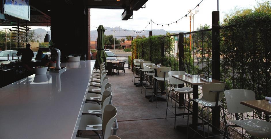 RECEPTION EVENTS: up to 90 guests SEATED EVENTS: up to 75 guests Private Bar Patio The Private Bar Patio features high