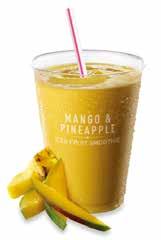 Drinks Mango & Pineapple Iced Fruit Smoothie Mango & Pineapple Smoothie Mix: Fruit Juice and Puree (partly from Concentrates) (Pineapple (32%), Pear, White Grape, Mango (17%)), Stabilisers (Cellulose
