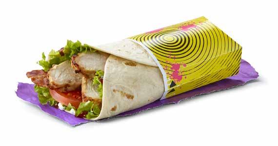 Big Flavour Wraps / Salads The BBQ & Bacon Chicken One (with a choice of Crispy or Grilled Chicken) Chicken Selects: EITHER: Chicken Breast Meat (57%), Water, WHEAT Flour, Vegetable Oils (Sunflower,