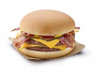 Promotional Bacon Double Cheeseburger Only available in selected restaurants Beef Patty: 100% Pure Beef. A little salt and pepper is added to season after cooking.