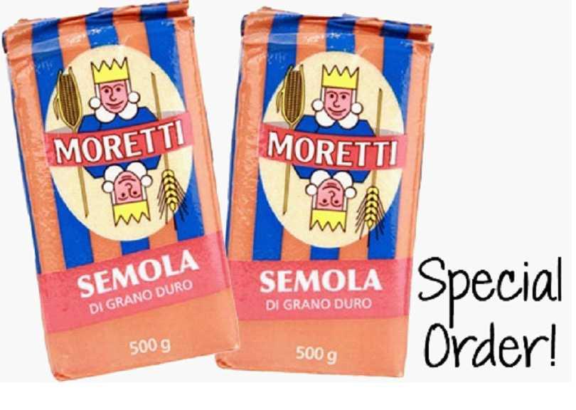 131506 ConAgra 1/50 LB Bag Semolina Flour (Special Order) Moretti's Semolina is made in the family's state-of-the-art modern milling plant in Bergamo where wheat kernels are turned into flour by a