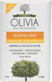 23501 PAPOUTSANIS - Olivia olive oil soap Olive flowers 18 x 4 x 115 g 23502 PAPOUTSANIS - Olivia olive oil soap Lemon verbena 18 x 4 x 115 g 23503 PAPOUTSANIS -
