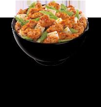 Sweetfire Chicken 380cal Crispy white-meat chicken, red bell peppers, onions and pineapples in a bright and sweet chili sauce.