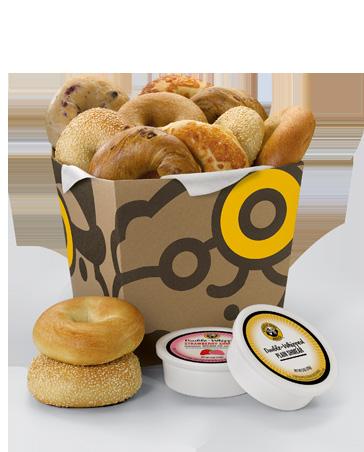 BAGELS & SHMEAR Bagel Box 13 fresh-baked bagels & 2 tubs of double-whipped shmear Comes with napkins & knives for shmear 14.