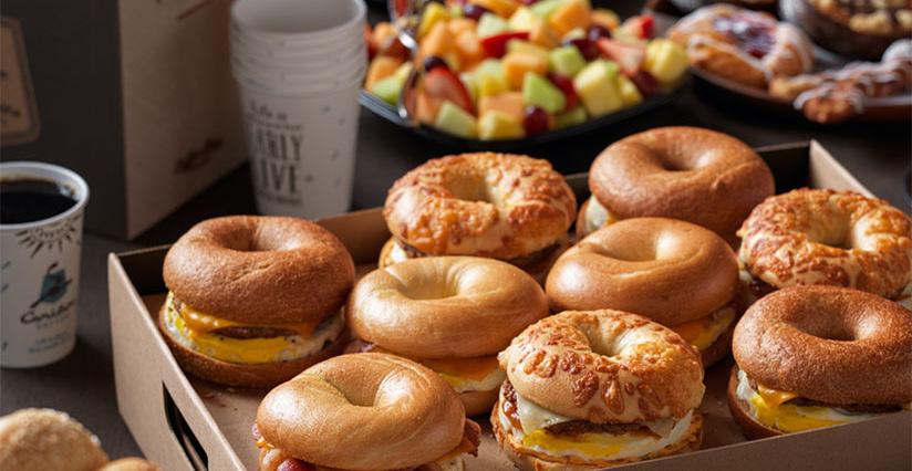 99 Continental Bagel Breakfast Box Bagel with shmear, fruit cup, yogurt with granola & a banana Continental Pastry Breakfast Box Bagel & Shmear Nosh Box 24 fresh-baked bagels & 4 tubs of our