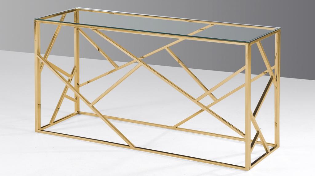 OSCAR-Gold12mm Clear Glass Console Table: 48 x 16 x
