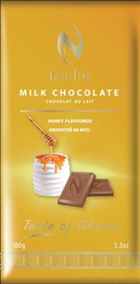 MILK CHOCOLATE - HONEY FLAVOUR 38% Cocoa Content Origin: 100% Ghana Cocoa Ingredients: