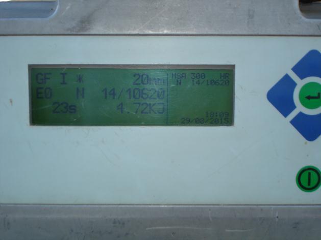 20 b) ) se vidi da je u postupku elektrofuzijsko zavarivanje elektrospojnice 20 mm da je N 14, da elektrofuzijski postupak traje 23 sekunde, da je energija zavarivanja 4,72 KJ.