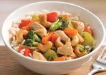 #615 Chicken & Cashew Bowl Stir-fried chicken breast pieces and crisp vegetables topped