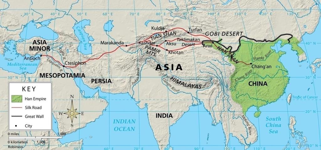 The Silk Road, one of the great trade routes of