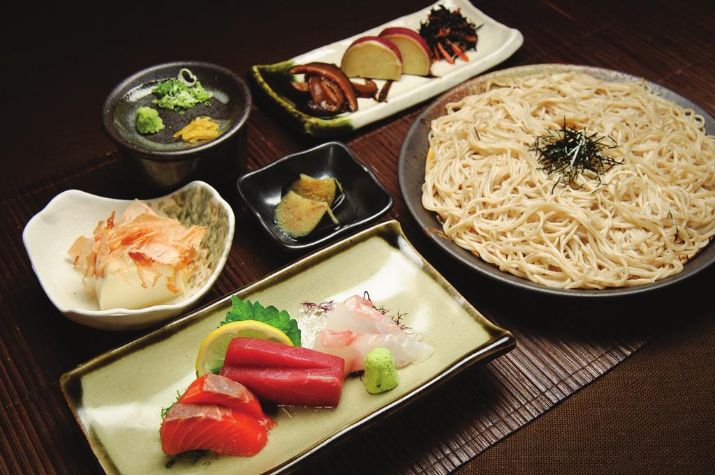 (Shrimp, White Fish and Vegetable), Grilled Fish, Beef Fillet Steak, and Cold Housemade Soba (Small) ( * ) Dessert : Choose one Scoop of Ice Cream 36.