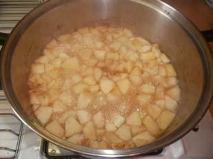 Let the apple pieces simmer