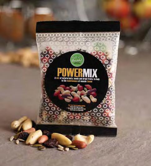 Power Mix A mix of natural nuts, seeds and dried fruits; to help in the maintenance of muscle tissue Naturally high in fibre Naturally low in saturated fat Good sources of protein Recipe contains
