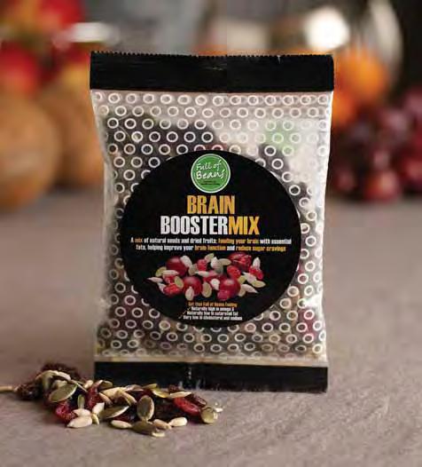Brain Booster Mix A mix of natural seeds and dried fruits; feeding your brain with essential fats, helping improve your brain function and reduce sugar cravings Naturally high in omega 3 Naturally