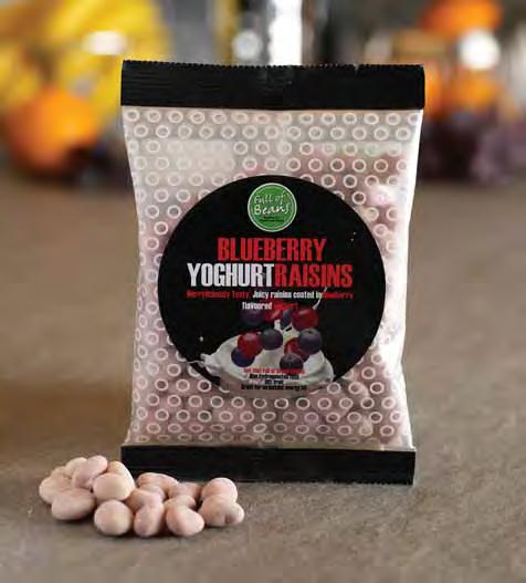 Blueberry Yoghurt Raisins Berryliciously Tasty; Juicy Raisins coated in blueberry flavoured yoghurt Non hydrogenated fats 36% fruit Great for an instant energy hit Recipe contains